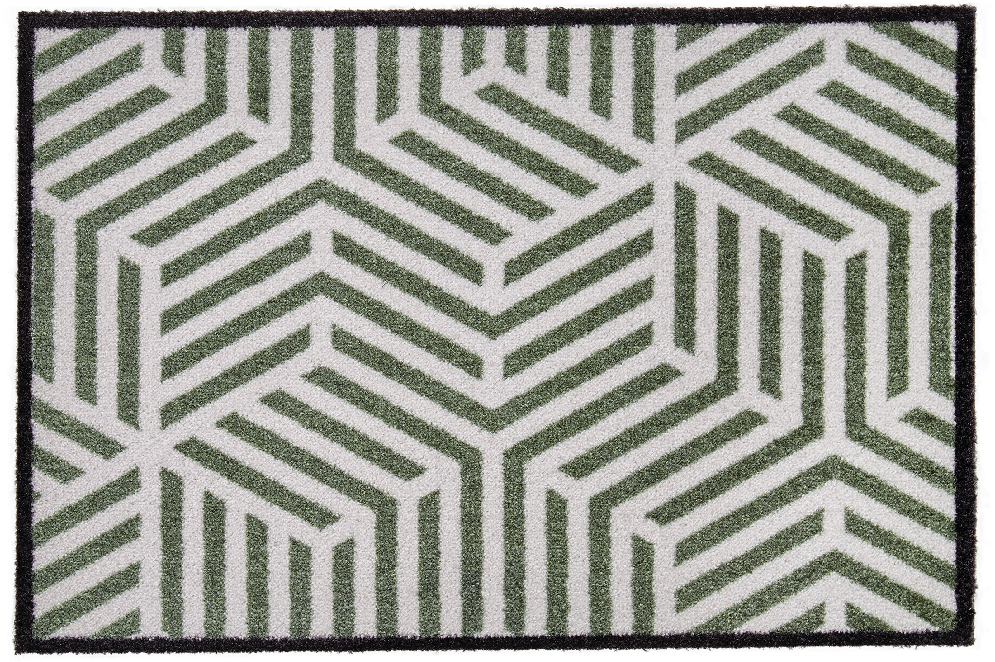 Recylon Green Geo pattern Heavy duty Mat, 75cm x 50cm