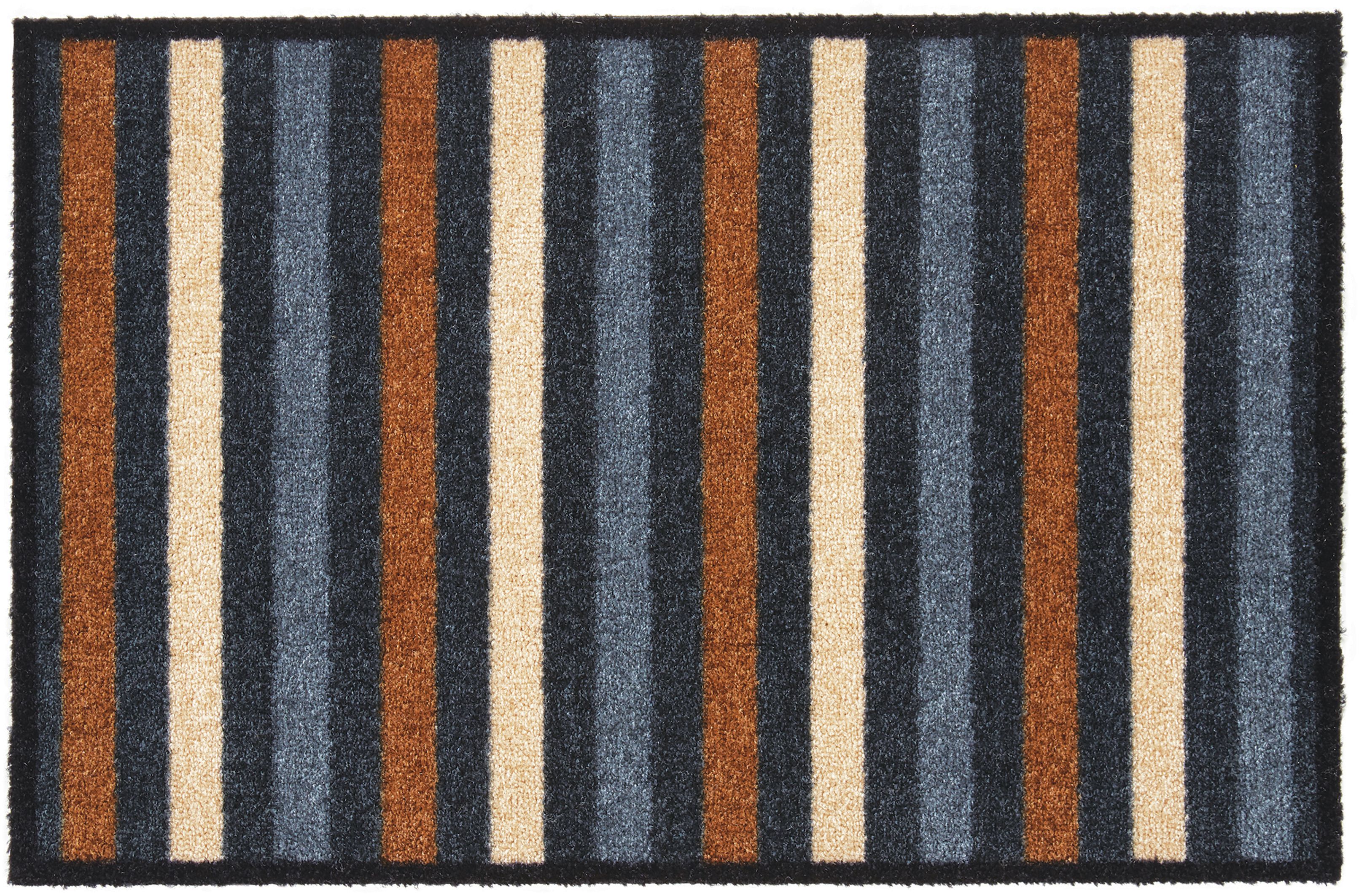 Recylon Grey Striped Heavy duty Mat, 120cm x 67cm