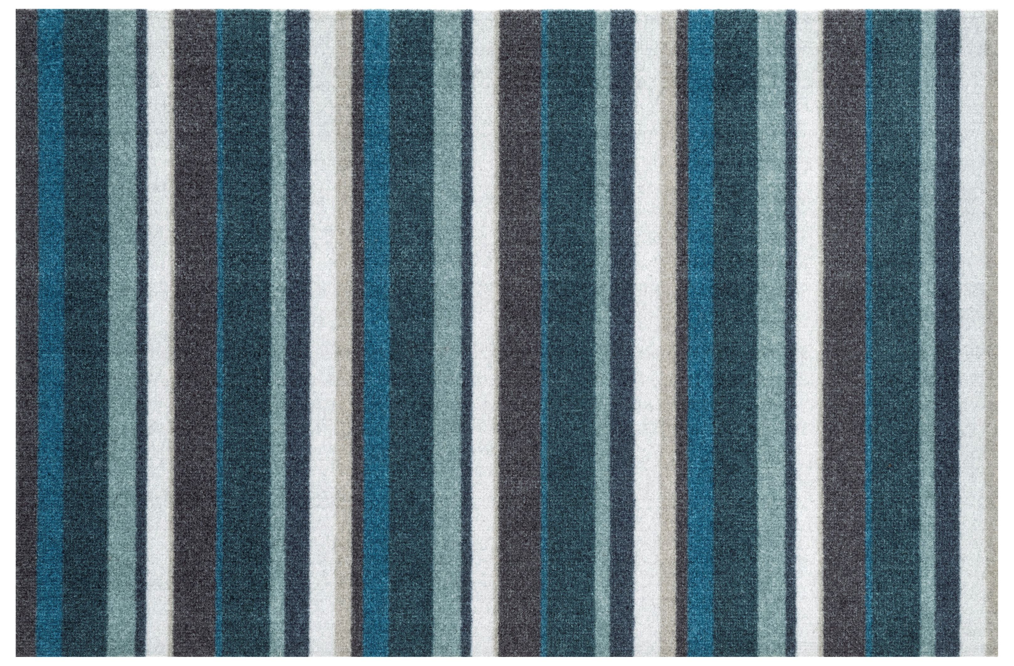 Recylon Teal Striped Heavy duty Mat, 120cm x 67cm