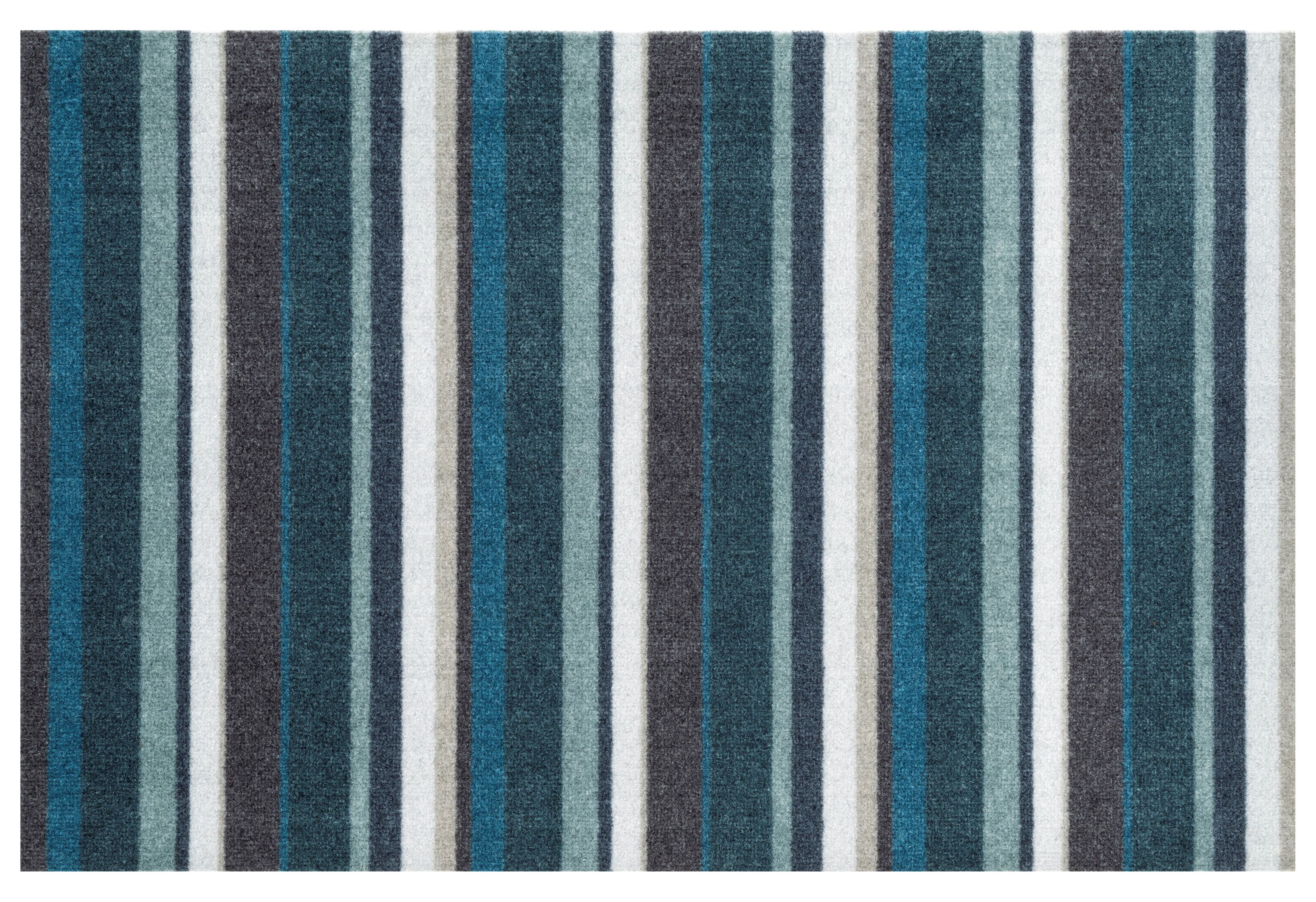 Recylon Teal Striped Heavy duty Mat, 75cm x 50cm