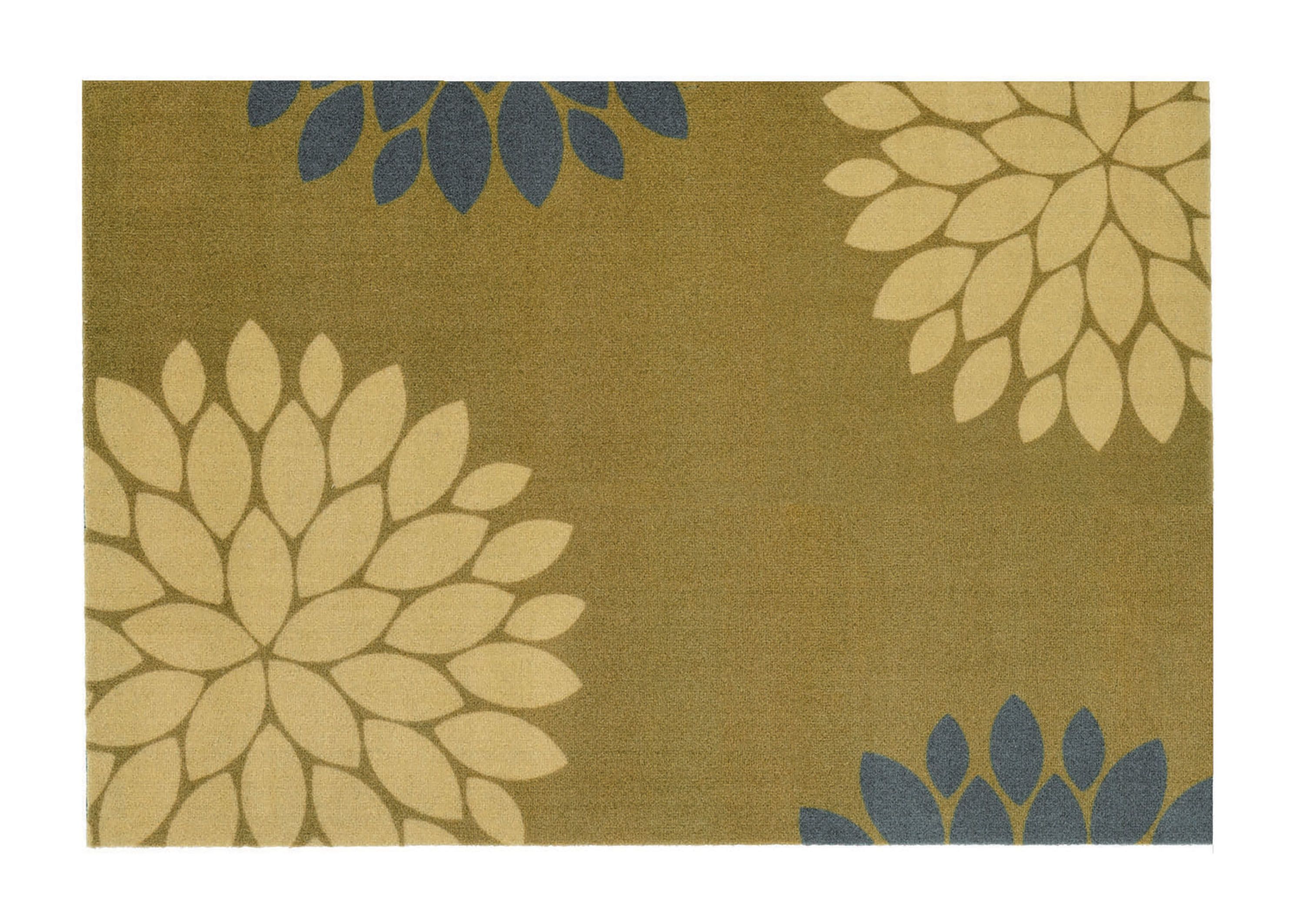 Recylon Yellow Floral Heavy duty Mat, 120cm x 67cm