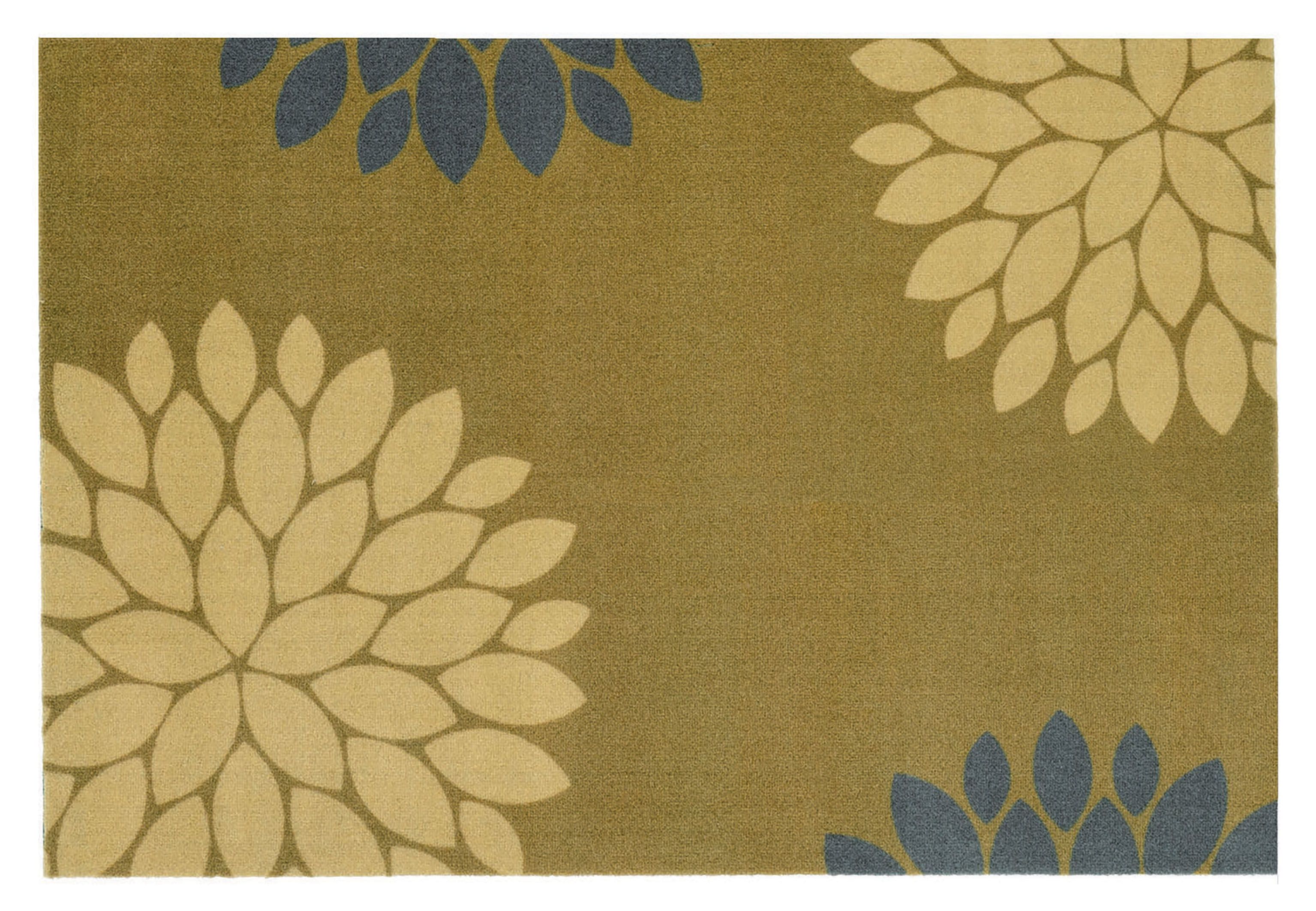 Recylon Yellow Floral Heavy duty Mat, 75cm x 50cm