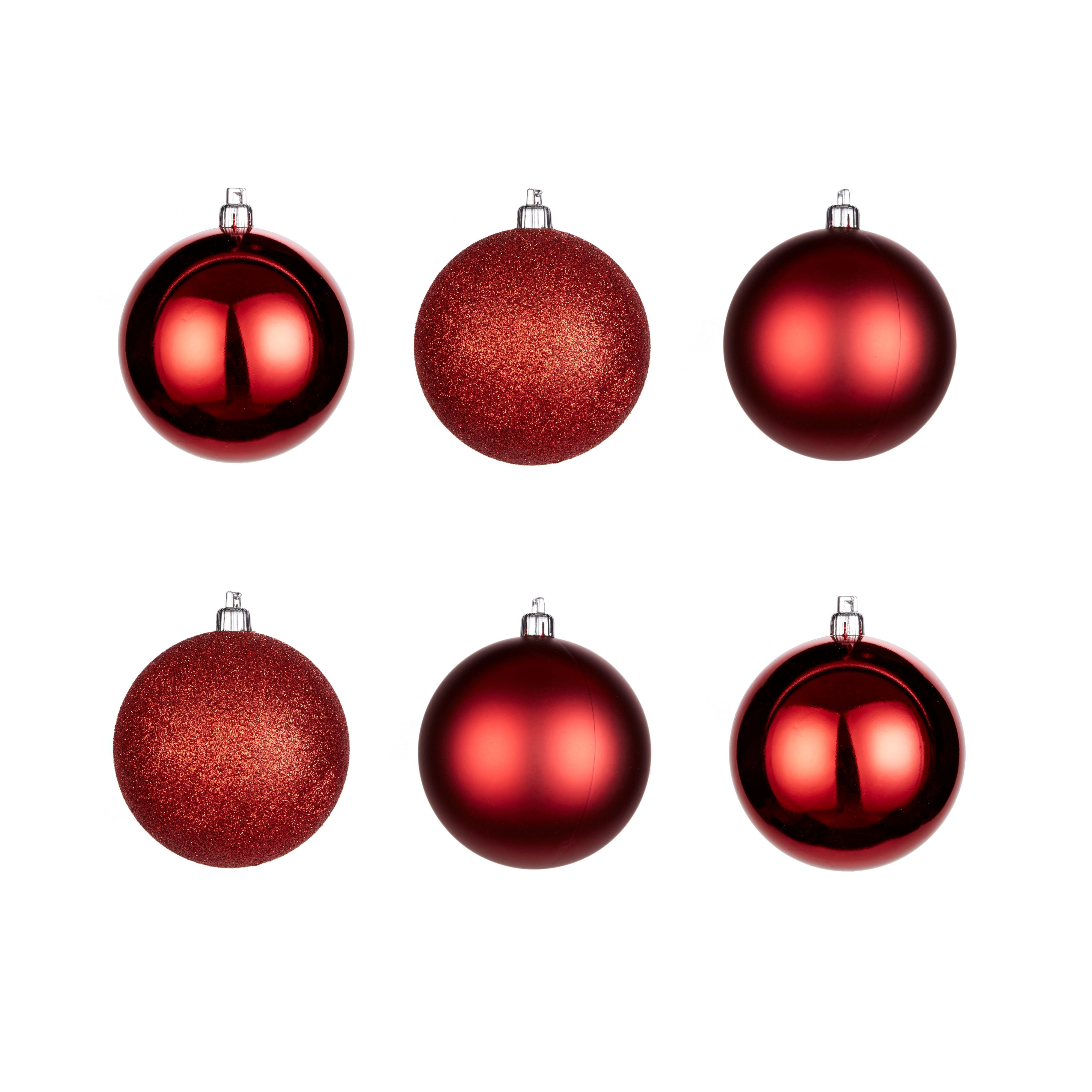 Red Assorted Baubles, Pack of 6 DIY at B&Q