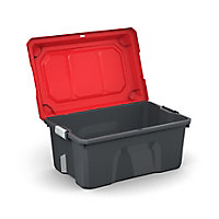 Red & Black Robust trunk 40L Medium Plastic Stackable Storage box & Lid