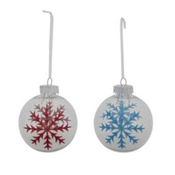 Red & blue Glitter effect Filled Bauble, Set of 2