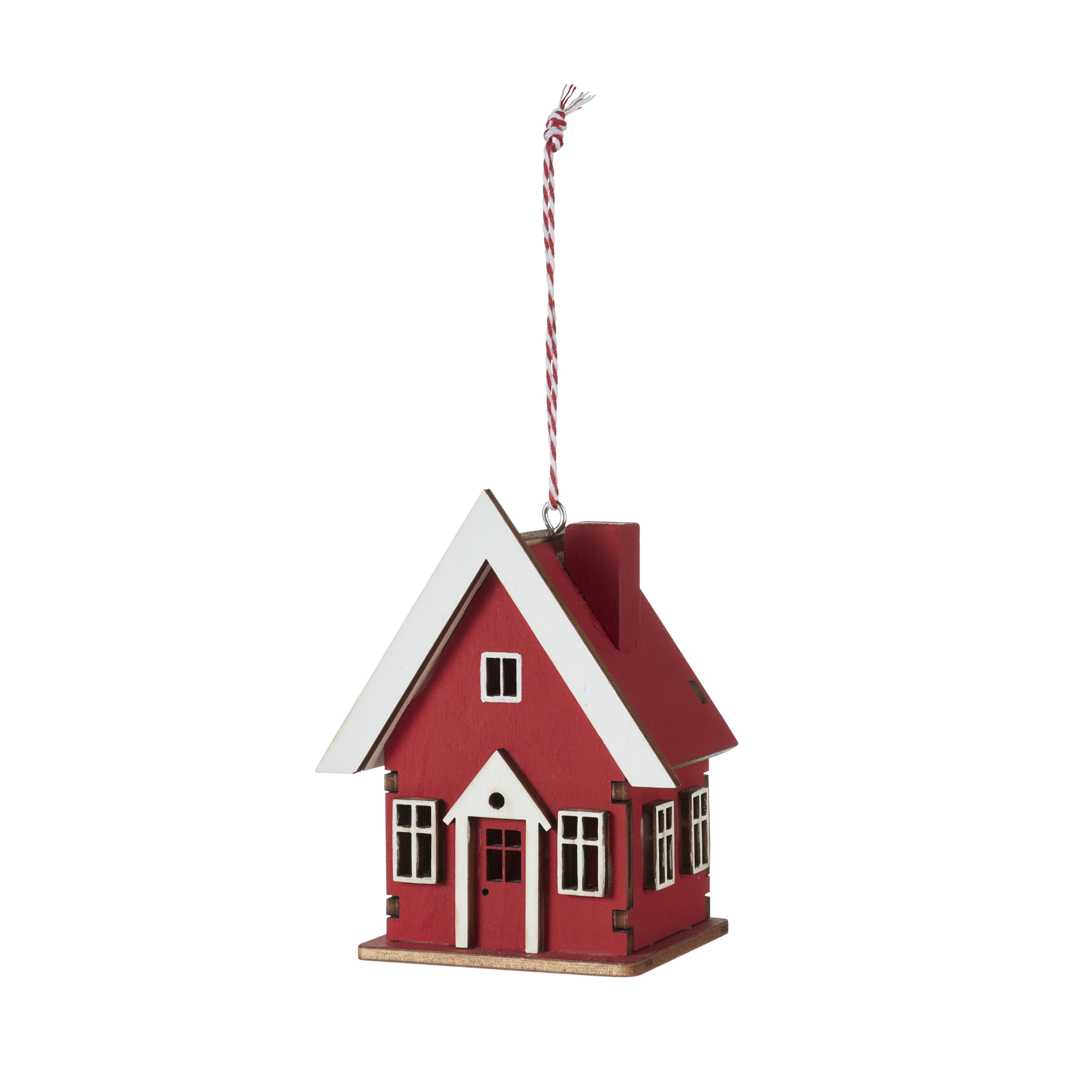 Red Christmas house Wood Hanging ornament DIY at B&Q