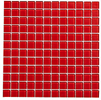 Red Glass Mosaic tile, (L)300mm (W)300mm