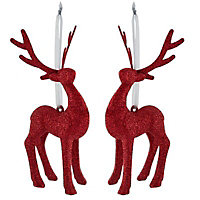 Red Glitter effect 3D Reindeer Decoration of 2