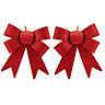Red Glitter effect Plastic Bow Decoration, Pack of 2