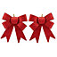 Red Glitter effect Plastic Bow Decoration, Pack of 2