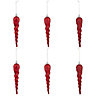 Red Glitter effect Plastic Icicle Bauble, Set of 6