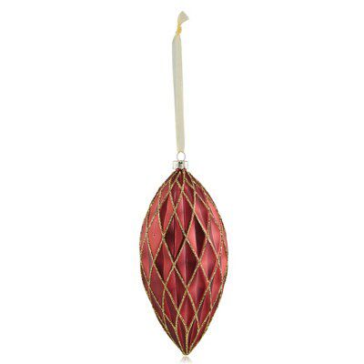 Red Glitter effect Plastic Oval facet Bauble