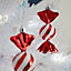 Red Glitter effect Plastic Vintage sweet Decoration, Pack of 4