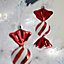 Red Glitter effect Plastic Vintage sweet Decoration, Pack of 4