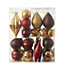 Red & gold Glitter effect Plastic Bauble, Set of 40