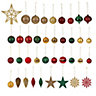 Red & green Gold glitter effect Plastic Bauble, Set of 120