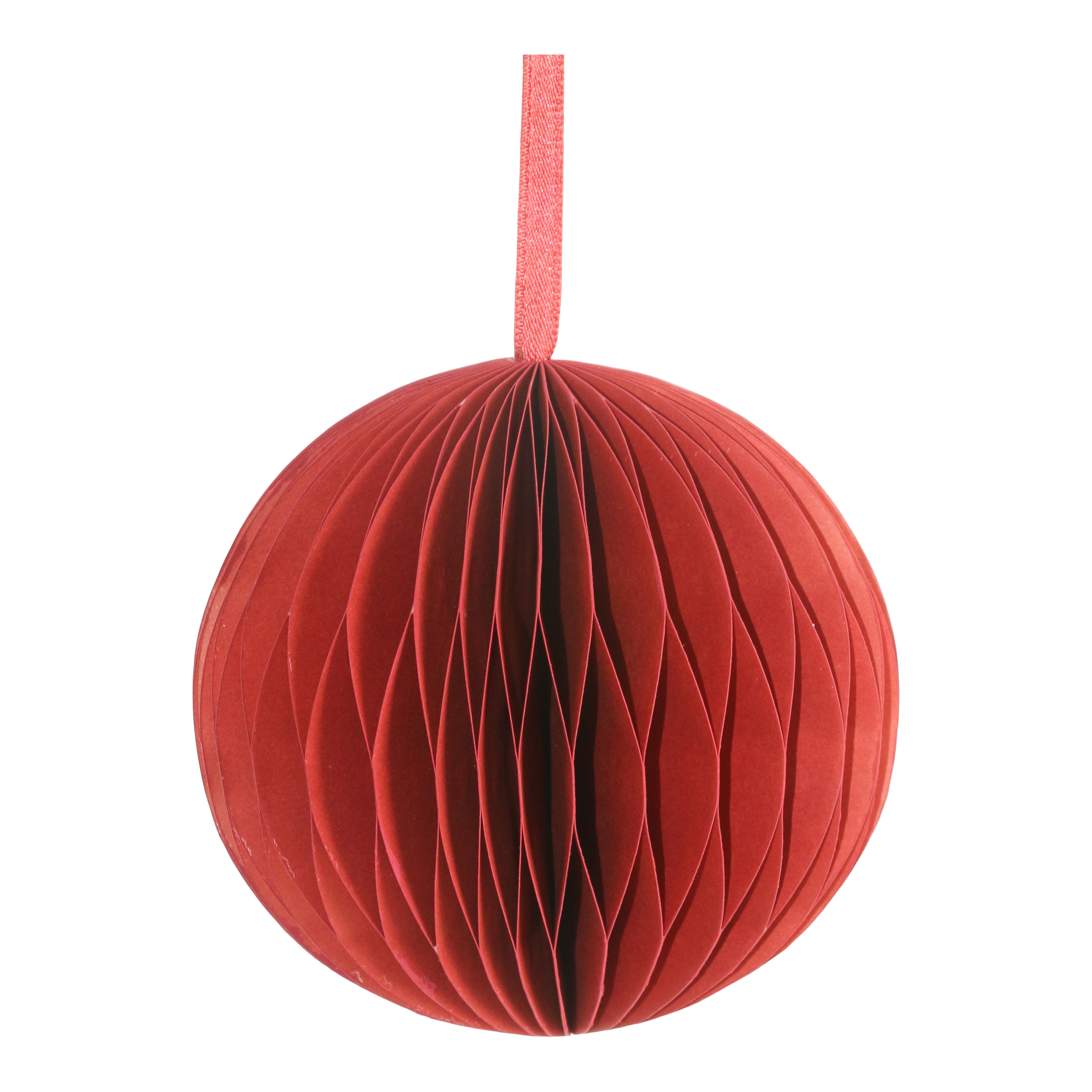 Red & green Paper Round Hanging decoration set, Set of 2 (D) 100mm