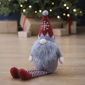 Red & Grey Gonk with long legs Christmas decoration