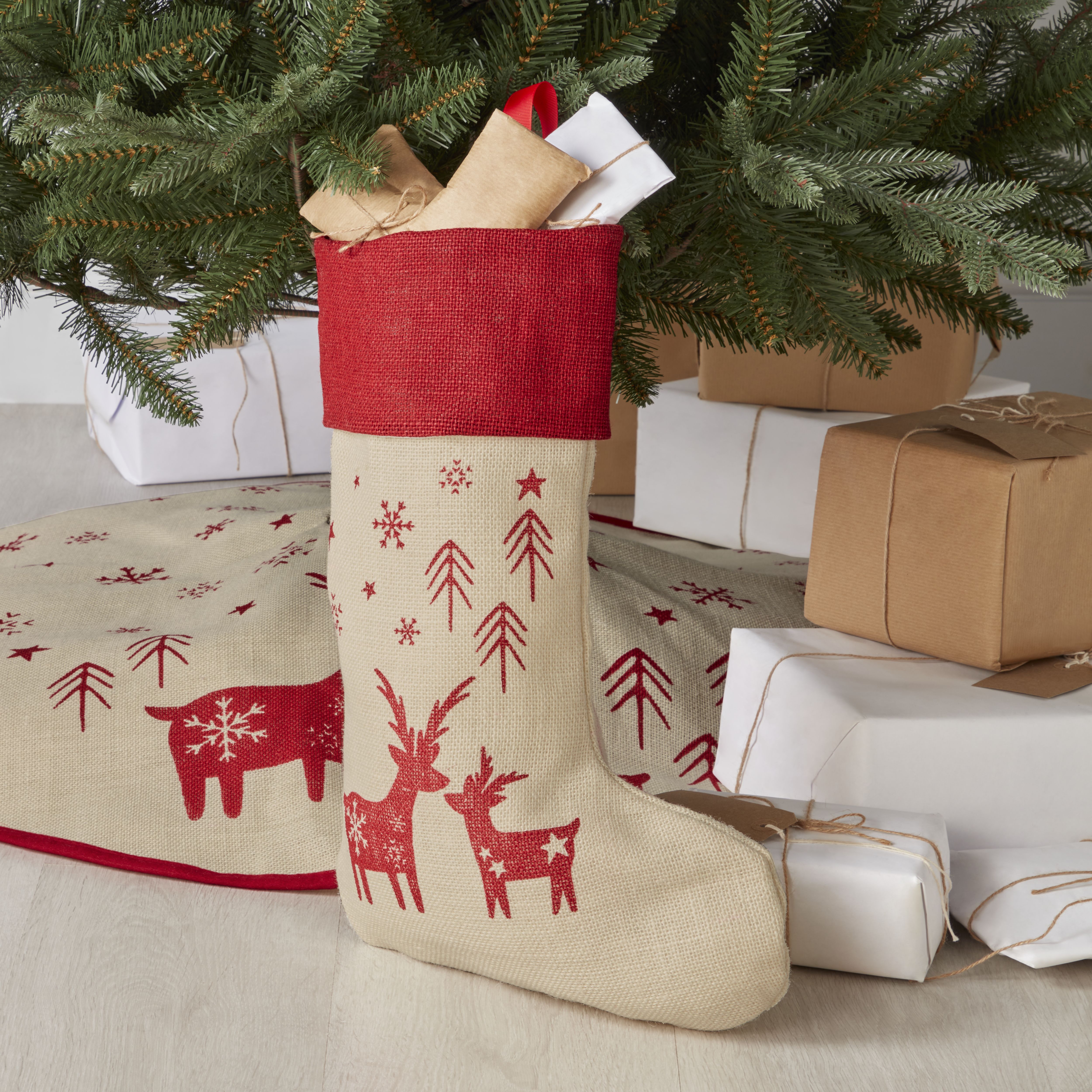 Red Hessian Folklore Stocking