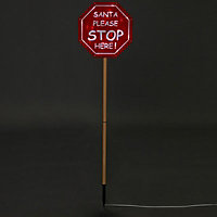 Red LED Outdoor Santa stop here Stake light