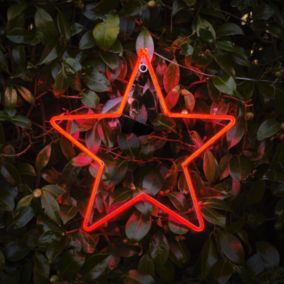 Red LED White Star Silhouette (H) 375mm