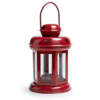 Red Matt Glass & metal Lantern, Medium