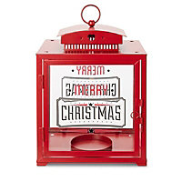 Red Merry Christmas Glass & metal Lantern, Large