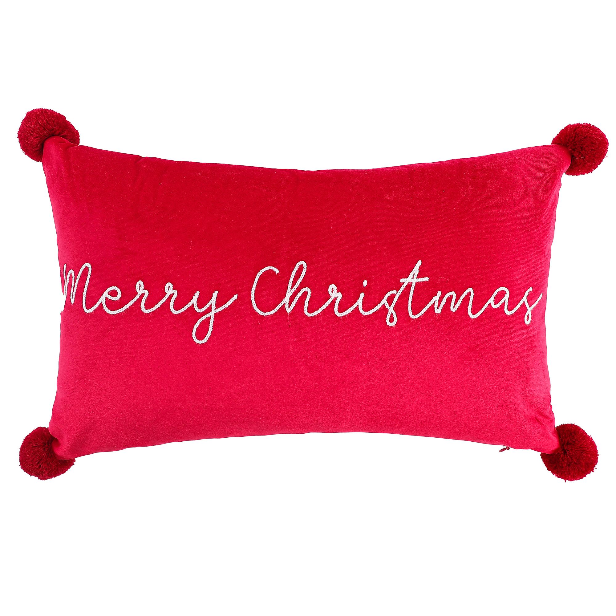 Red Merry Christmas Indoor Christmas Cushion L 50cm x W 30cm DIY at B Q