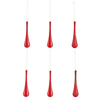Red Pearlescent effect Plastic Teardrop Decoration, Pack of 6