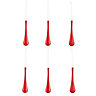 Red Pearlescent effect Plastic Teardrop Decoration, Pack of 6