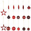 Red Plastic Assorted Hanging decoration set, Set of 40