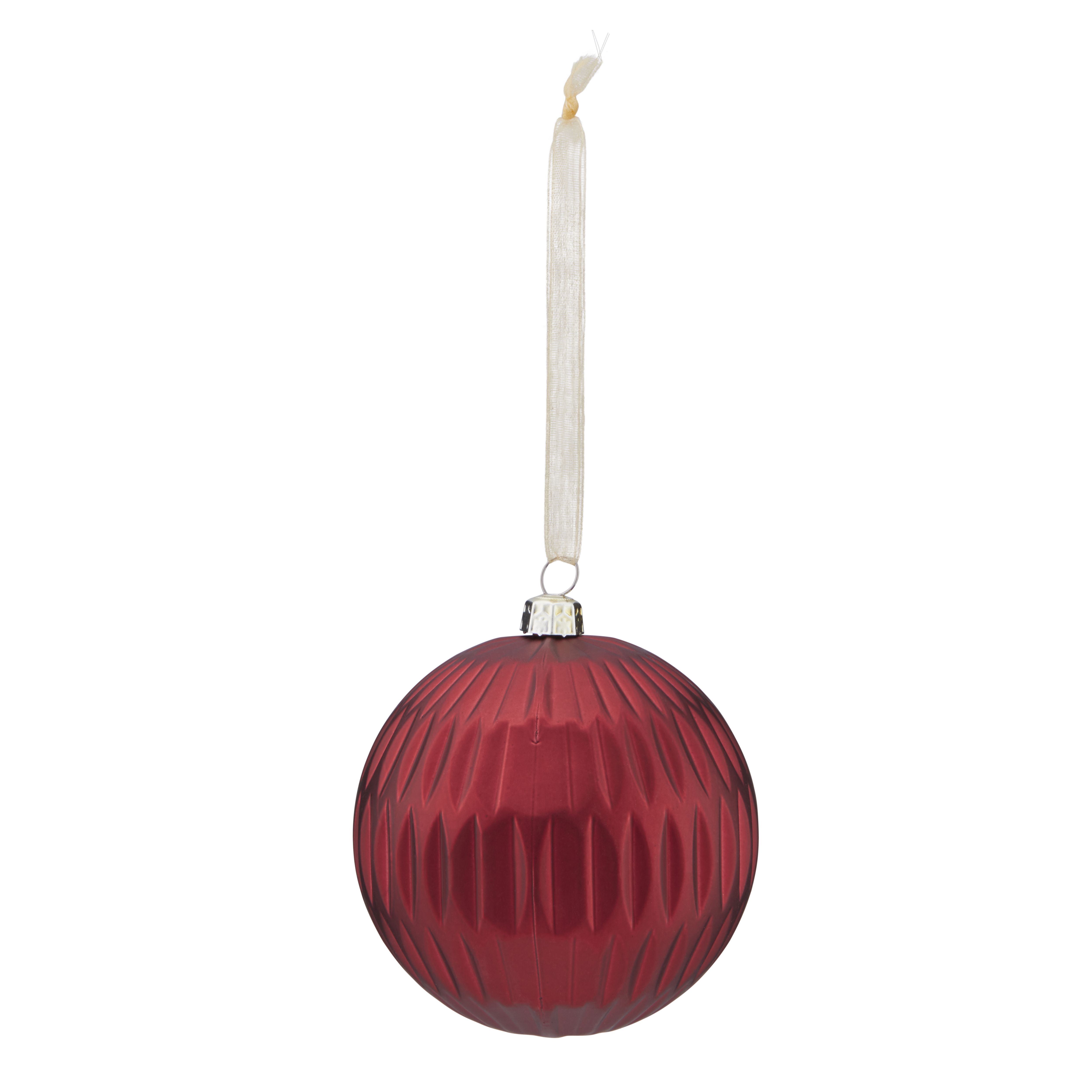 Red Plastic Ribbed Bauble