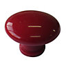 Red Plastic Round Cabinet Knob (Dia)40mm