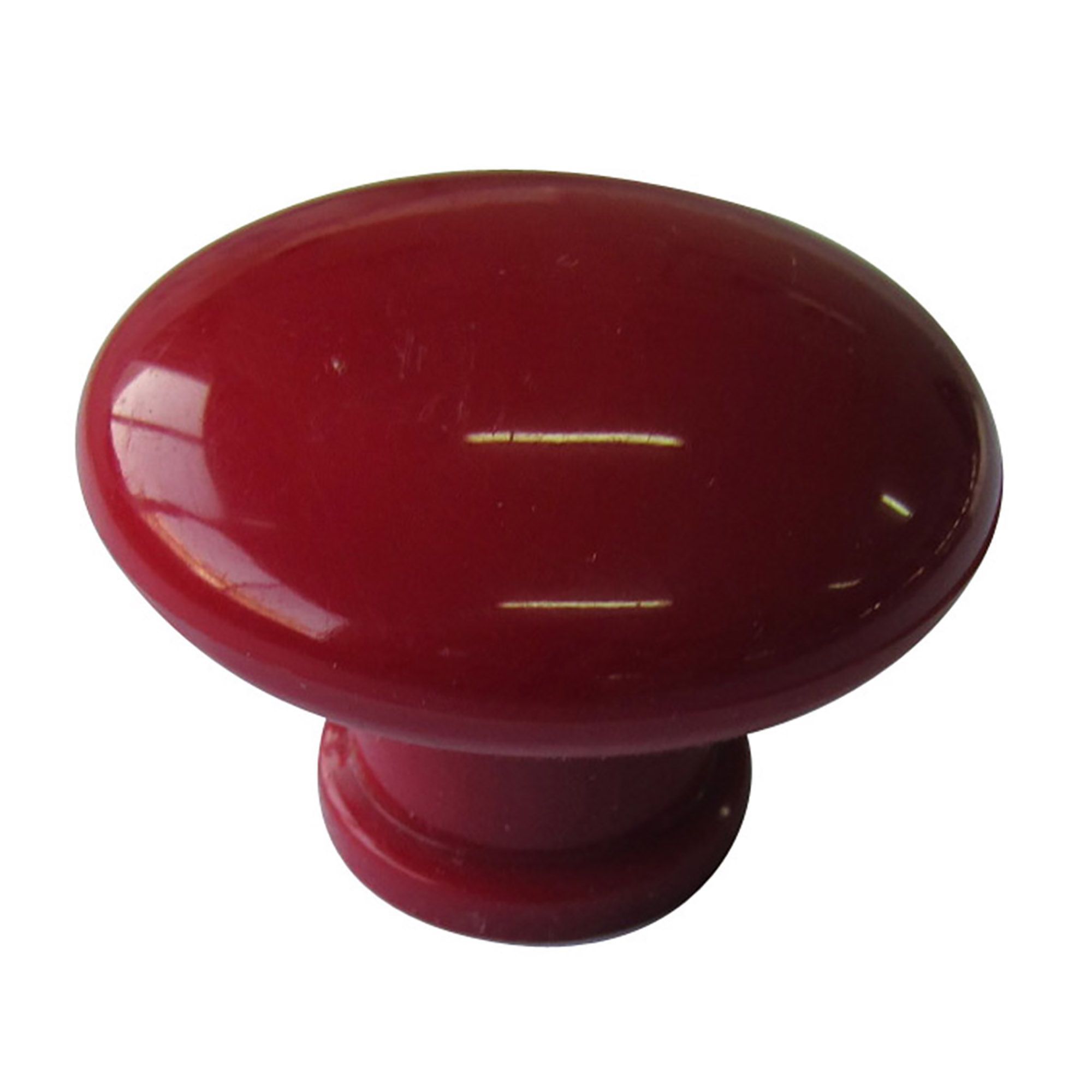 Red Plastic Round Cabinet Knob (Dia)40mm | DIY at B&Q