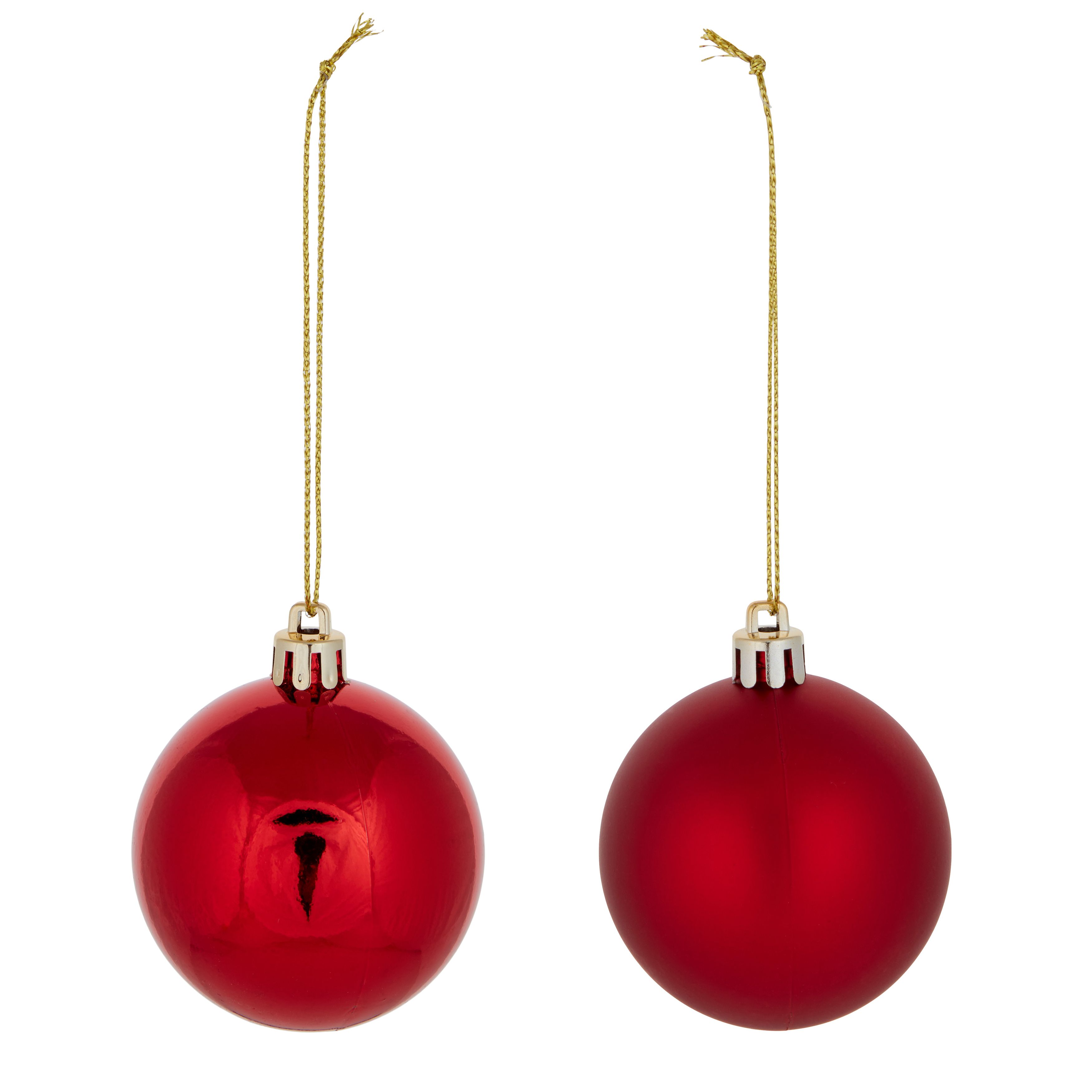 Red Plastic Round Christmas bauble set, Pack of 10 (D) 60mm