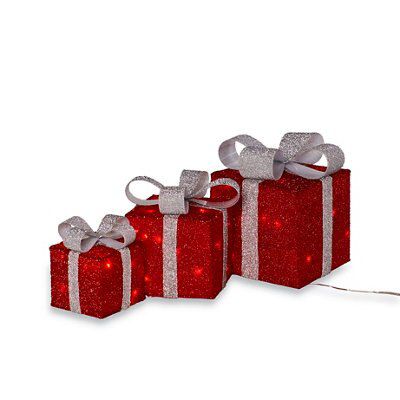 Red Present Trio LED Set of 3