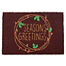 Red Seasons greetings Door mat, 40cm x 58cm