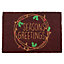 Red Seasons greetings Door mat, 40cm x 58cm