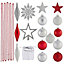 Red & silver Glitter effect Assorted Decoration, Pack of 100