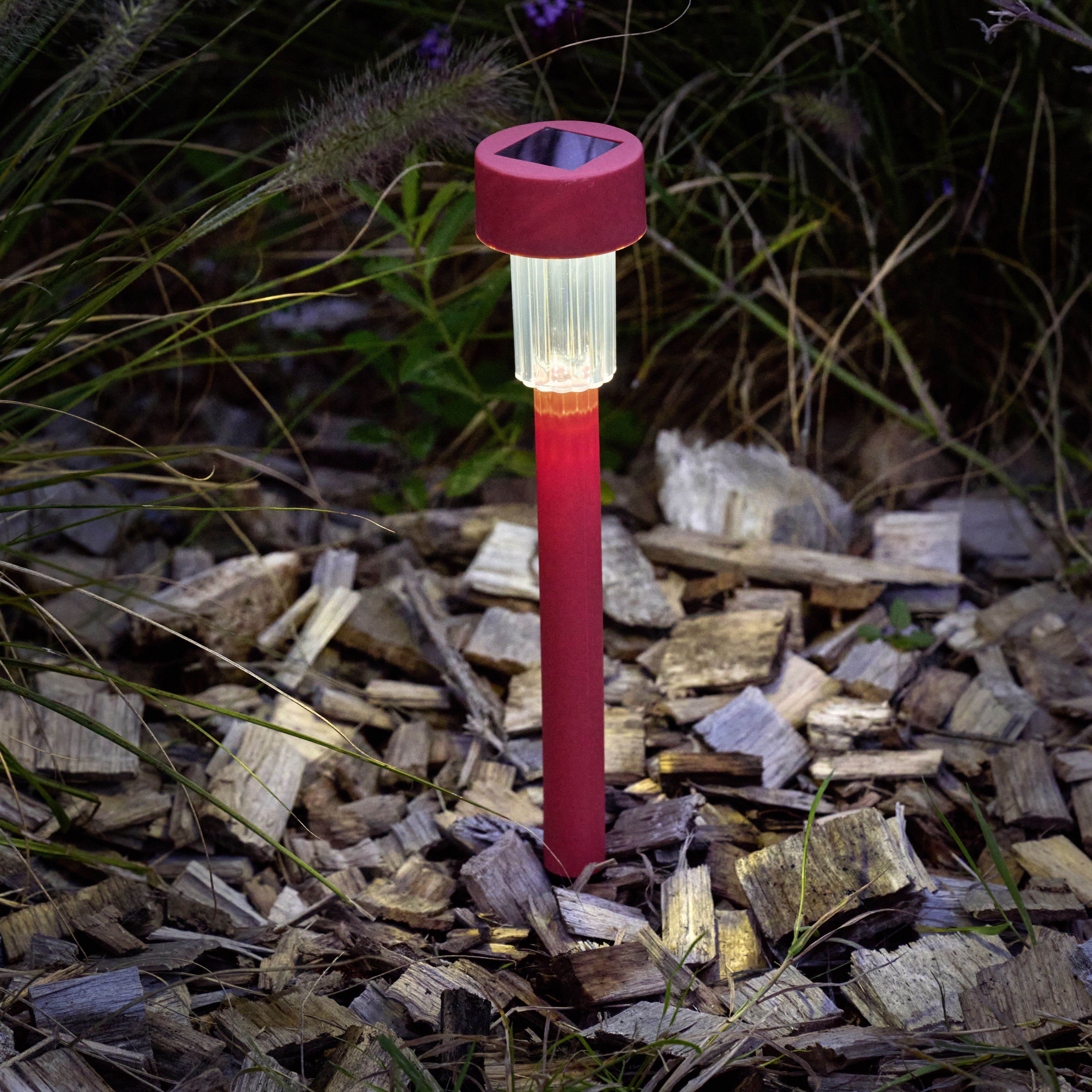 Red Solar-powered 3lm Integrated LED Outdoor Stake light