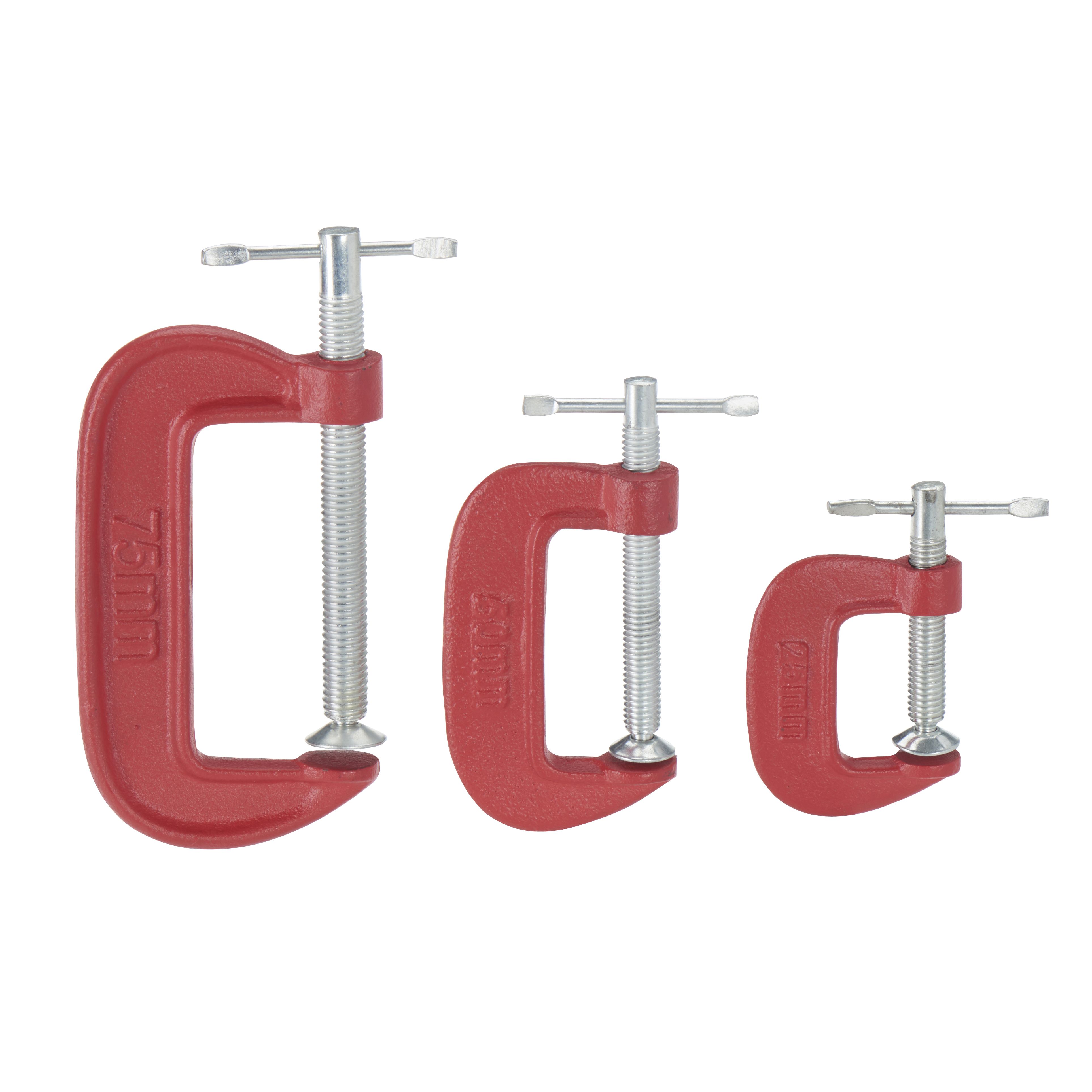 Red Steel G-clamp, Set of 3