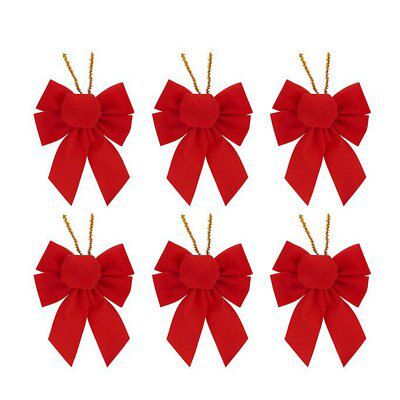 Red Velvet Bow Christmas Tree Decorations