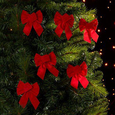 Red Velvet Bow Christmas Tree Decorations