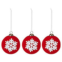 Red & white Polyfoam Snowflake Decoration, Set of 3