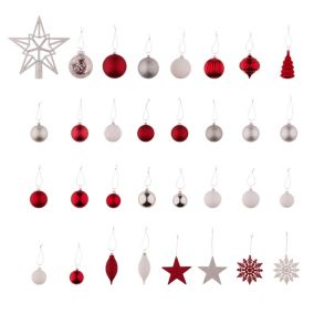 Red, white, silver & green Plastic Folklore myths Assorted Hanging decoration set, Pack of 100
