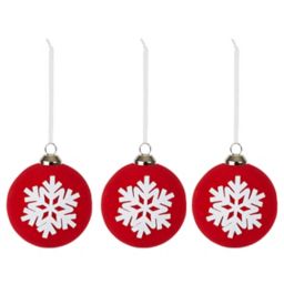 Red & white Snowflake Decoration, Set of 3