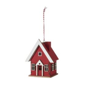 Red Wood Christmas house Hanging ornament
