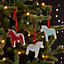 Red Wood Nordic Horse Hanging ornament