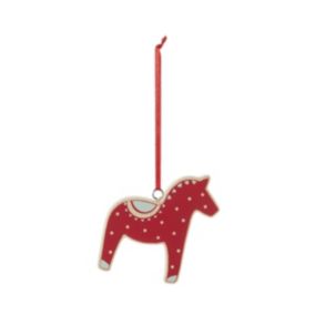 Red Wood Nordic Horse Hanging ornament