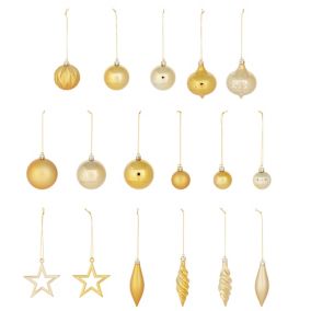 Refined classics Gold effect Plastic Hanging decoration set, Pack of 40